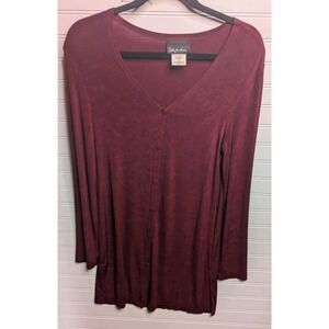 Anthony Mark Hankins Womens Dress Small Maroon Slinky Cooling Vintage Retro 90's